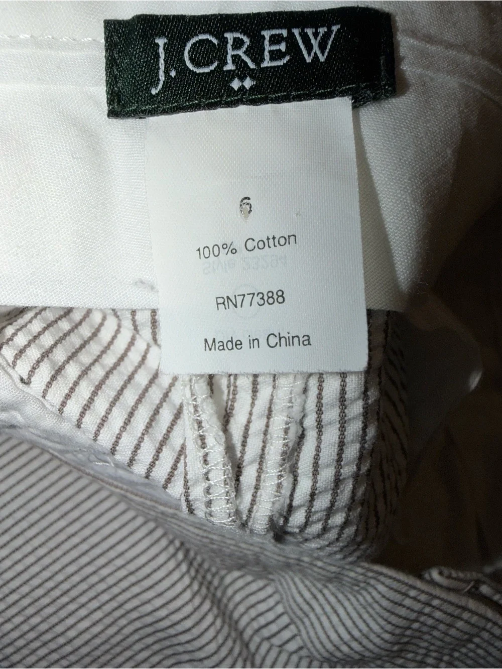 J. Crew white and Gray Striped Seersucker Mini Skirt
